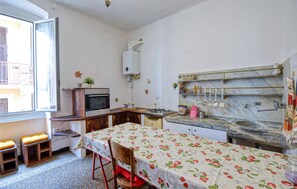 Fridge, stovetop, cookware/dishes/utensils