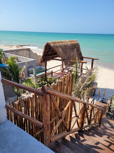 Mayan suite.  large ocean view balcony suite, right on the beach