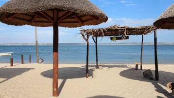 Private beach, white sand, free beach shuttle, snorkelling