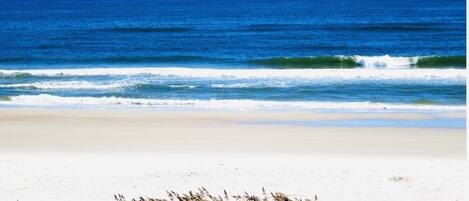On the beach, white sand