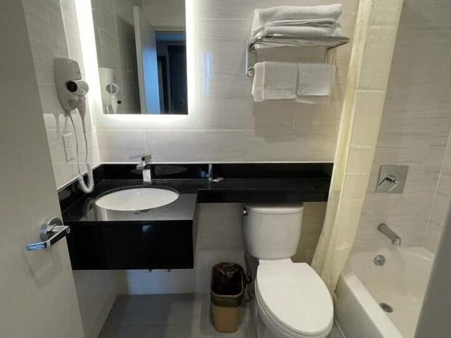 Free toiletries, hair dryer, towels