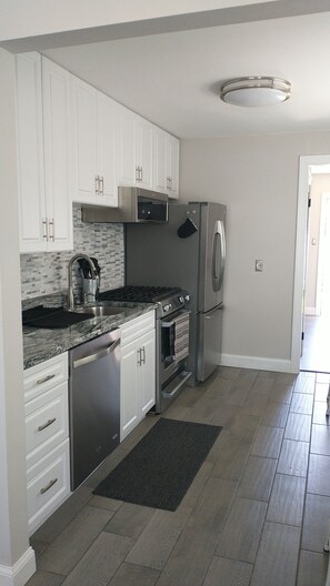 Fridge, microwave, oven, dishwasher