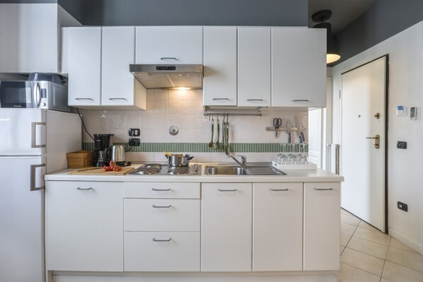 Fridge, microwave, stovetop, dishwasher