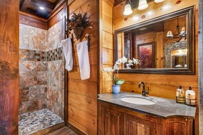 Shower, hair dryer, towels, soap - The Cloud 9 Lodge-Vacation Destination (Gatlinburg)