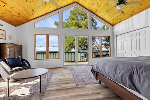 Enjoy fall on the lake - colorful leaves, the grape harvest. Or, Winter snuggle.