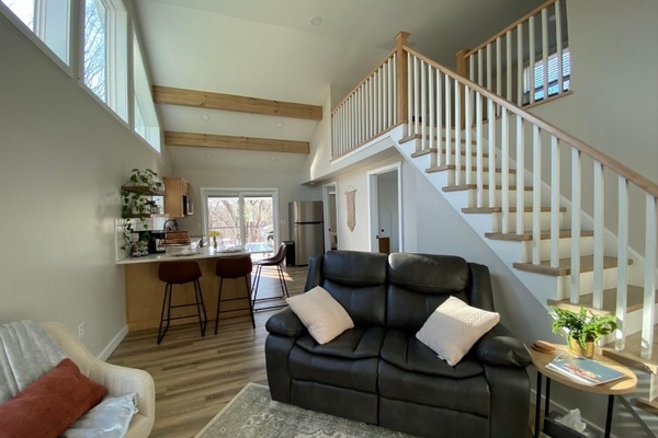 Smart TV, lareira, DVD player, livros