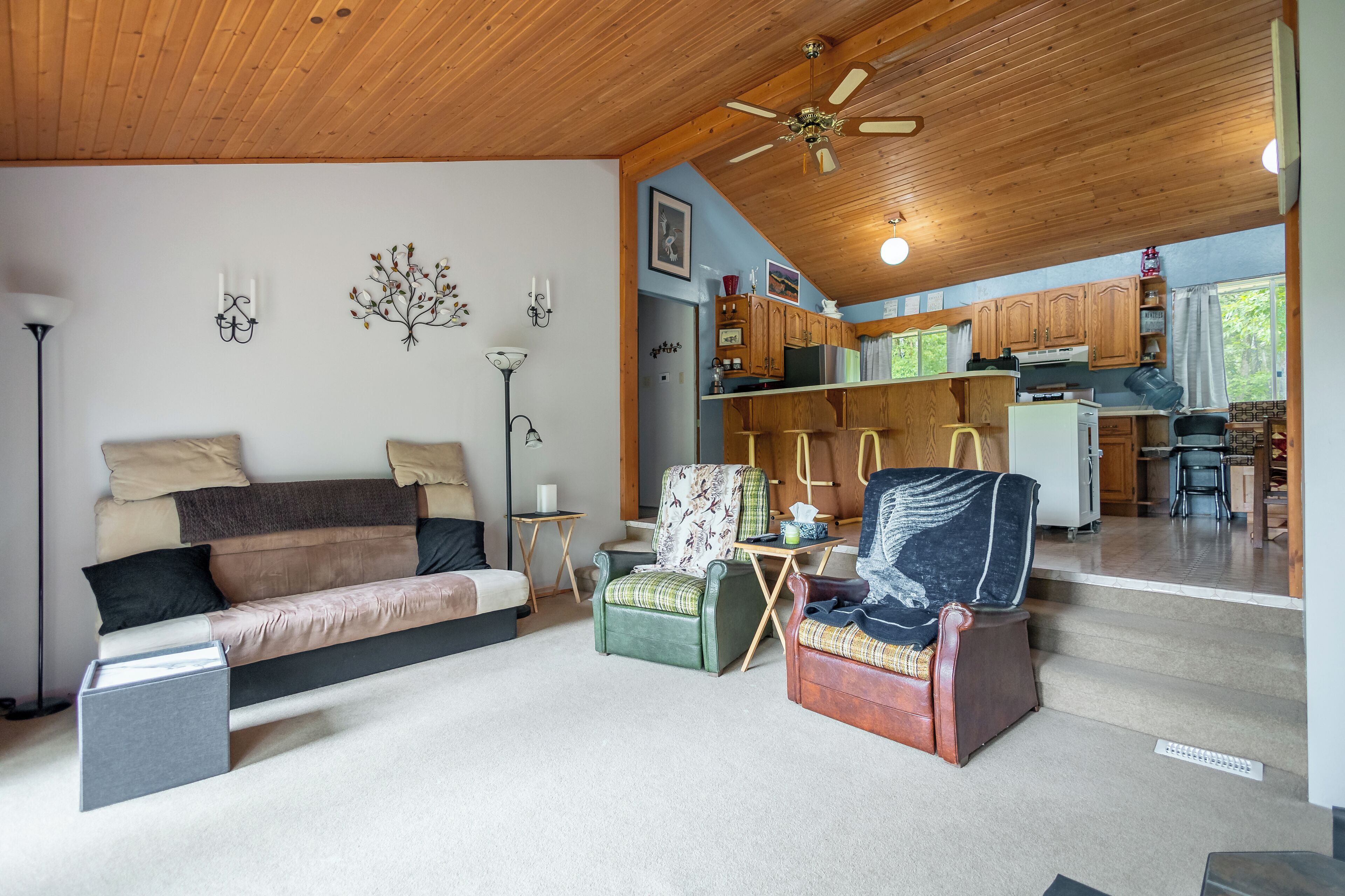 Smart TV, fireplace, DVD player, stereo