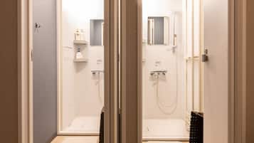 Shower, hydromassage showerhead, hair dryer, slippers