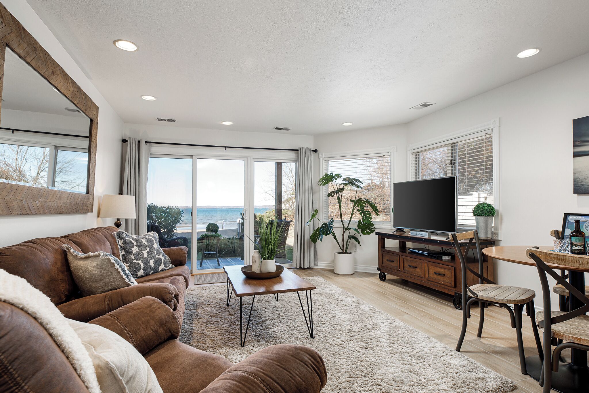 電視、壁爐、DVD 播放機