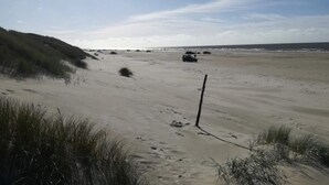 A sandy beach with dunes and a clear sky. - 6 Person Holiday Home in Henne (Henne)