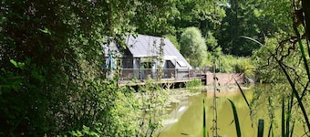 Gîte chalet insolite avec piscine et lac pêche - proche des Landes