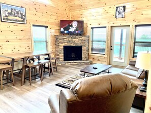 Smart TV, fireplace, video games