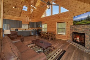 Smart TV, fireplace, video games