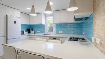 Fridge, microwave, stovetop, dishwasher