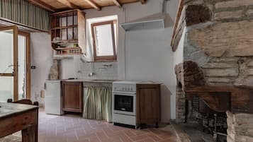 Fridge, oven, stovetop, cookware/dishes/utensils