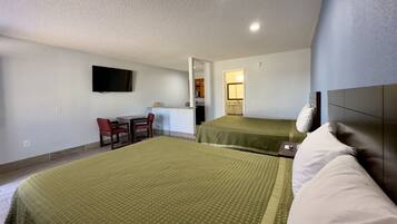 Desk, free WiFi, bed sheets