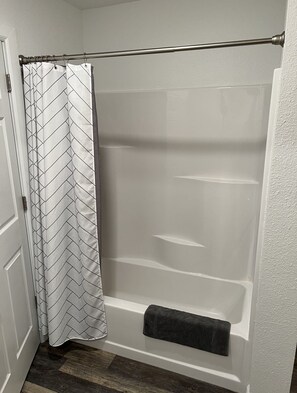 Eco-friendly toiletries, hair dryer, towels, soap