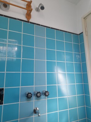 Douche, sèche-cheveux, bidet, serviettes fournies