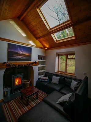 Smart TV, fireplace - Beili Glas Cottage - Hideaway near nature. (Ynysmeudwy)