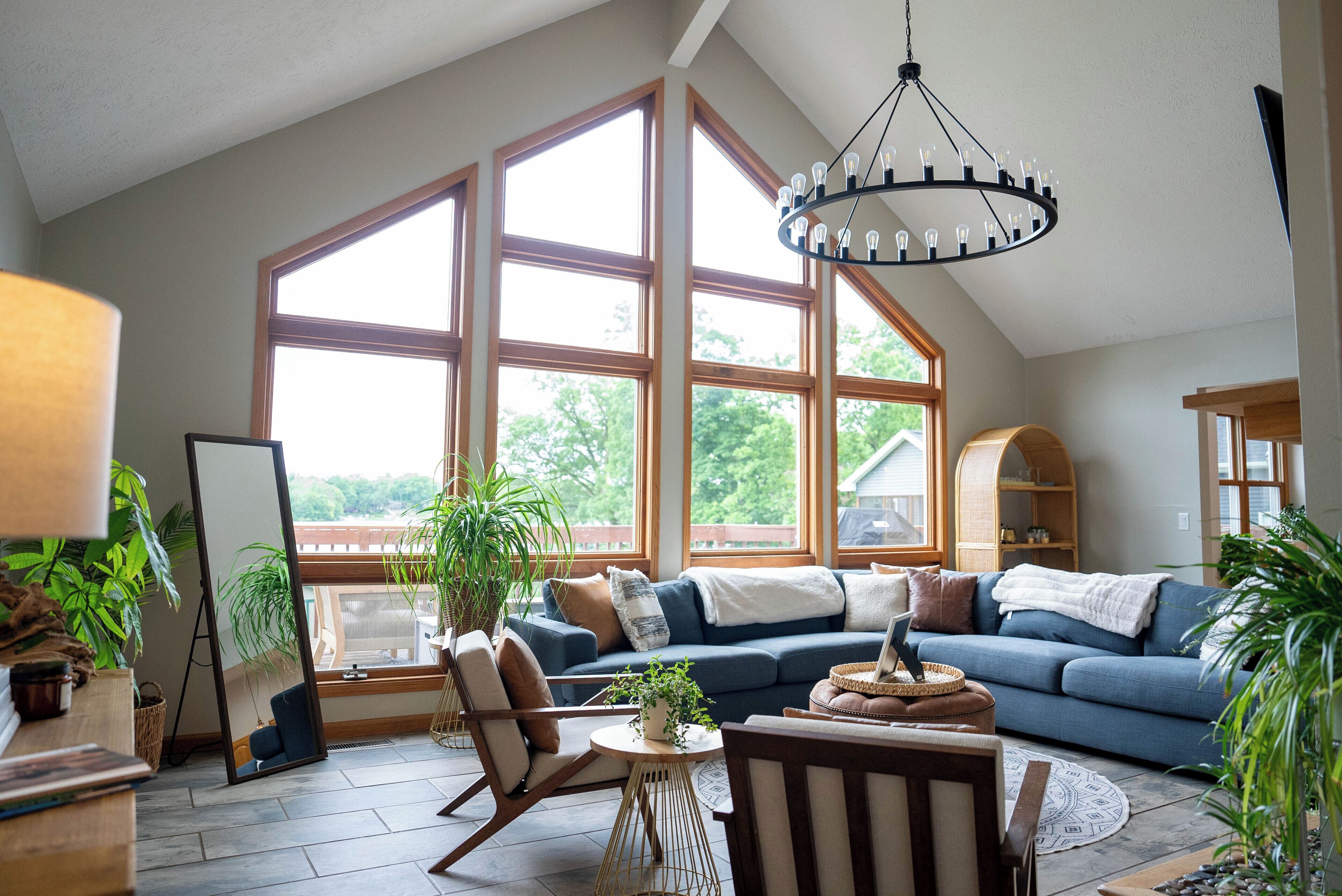 Waterfront Family Lake House Lux Decor, Electric Fire Pit + More