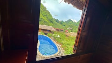 Panoramic Bungalow, Pool View | Premium bedding, memory foam beds, individually furnished, desk