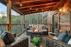 Enjoy your morning coffee from the private back porch.  - Relax'd Retreat Couples Cabin with Hot Tub-Fire Pit-View-Deck (Sevierville)