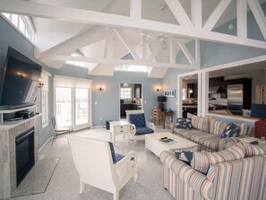 Smart TV, fireplace, DVD player