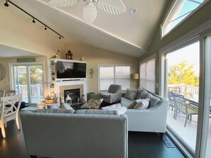 TV, fireplace - Ocean views- luxurious vacation rental on LBI (Brant Beach)