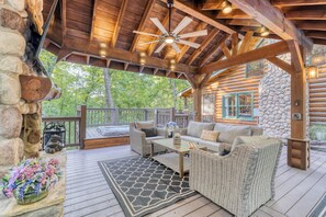 Terrace/patio - Mountain Hideaway | Hot Tub | Theater | Outdoor Fireplace | Near Hiking & Town (Blue Ridge)