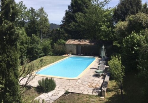 Cévennes magnanerie XIXe vue imprenable 15 pers  piscine chauffée altitude 500 m