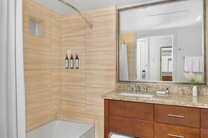 Hair dryer, towels, soap, shampoo - COACHELLA Marriott's Desert Springs Villa 2, Kitchen, Access to Resort Amenities (Palm Desert)