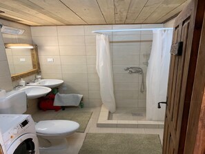 Dusche, Haartrockner, Handtücher