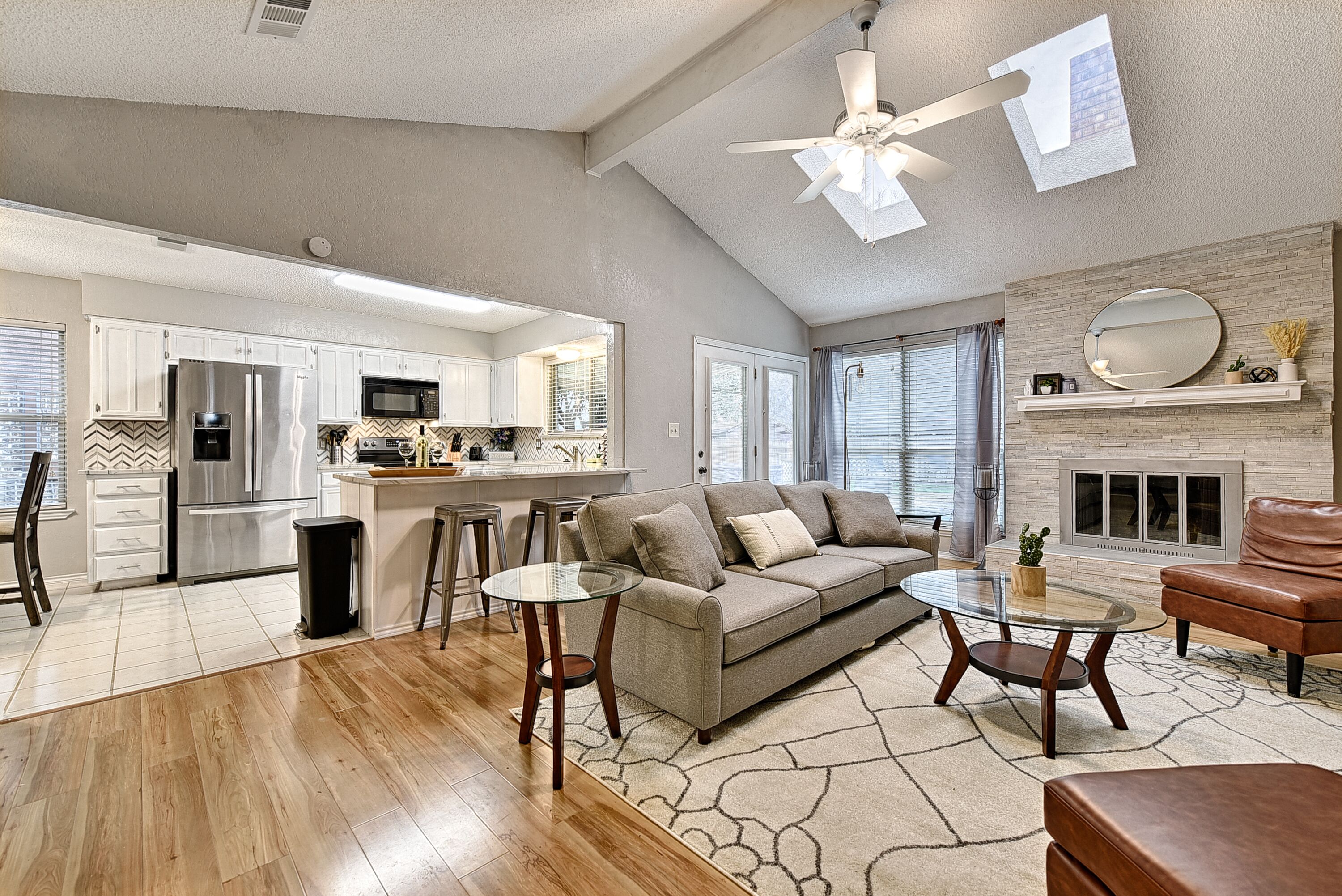 Smart TV, fireplace, video games, foosball