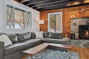 TV, lareira, escritórios