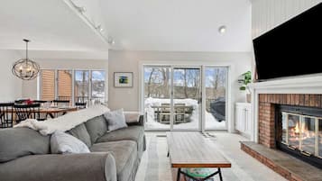TV, fireplace, offices