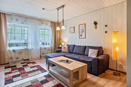 TV. Holiday Apartment "Günthers Deichstube" with Shared Terrace