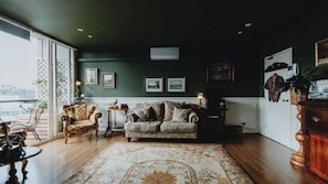 Smart TV, books, music library, stereo