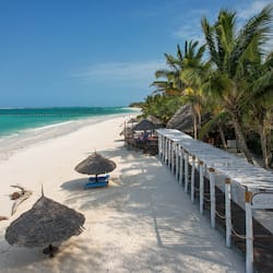 On the beach, white sand, beach bar