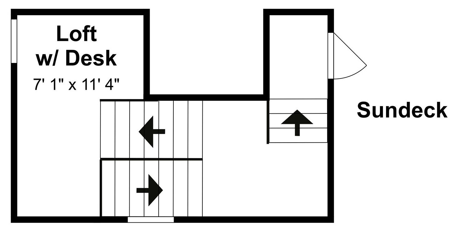Plano de planta con zona superior que incluye un escritorio, con unas dimensiones de 2,13 metros por 3,45 metros, y una terraza soleada.