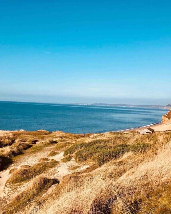 Enjoy the serene coastal landscape with a clear view of the ocean.