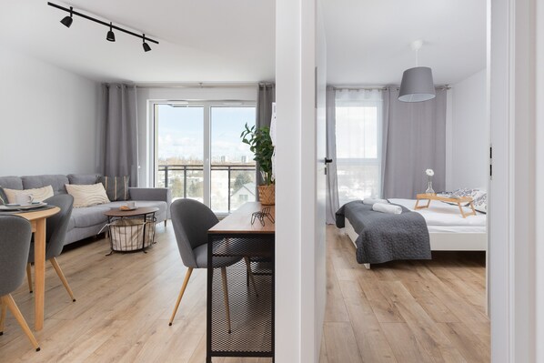 Departamento, 1 habitación, balcón | 1 habitación y ropa de cama