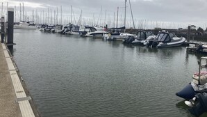 Un puerto deportivo con varias embarcaciones amarradas.