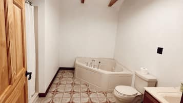Shower, hair dryer, towels, toilet paper