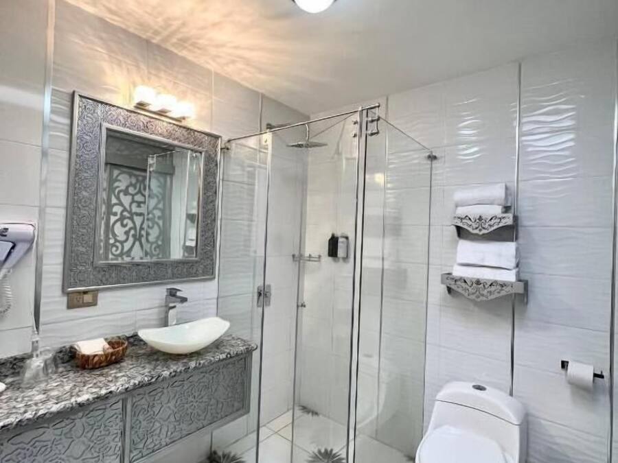 Premium Double Room | Bathroom | Rainfall showerhead, hair dryer, towels, soap