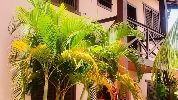 A building with a tiled roof, wooden shutters, and a balcony with a railing. - Branca Tropical Brasil Residencial (Porto Seguro)