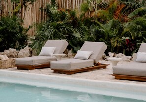 Outdoor pool, open 8:00 AM to 11:00 PM, pool umbrellas, sun loungers