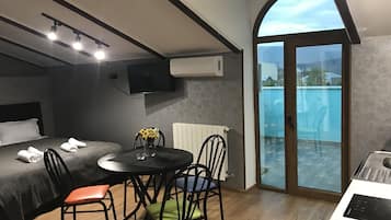 Down duvets, Select Comfort beds, blackout curtains, soundproofing