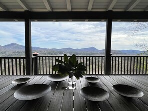 Outdoor dining - Outland Skyhaus - CHIC Luxury Vacation Home 3 Mins from Town! (Cashiers)