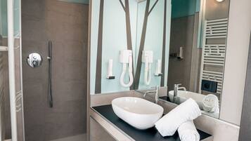 Shower, rainfall showerhead, hair dryer, bidet