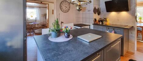 Fridge, dishwasher, coffee/tea maker